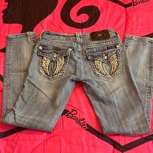 Women's Blue Jeans with Embellished Pockets